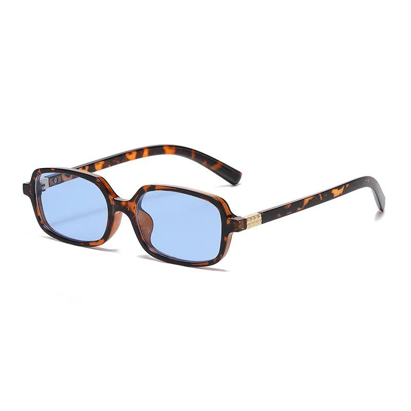 Fashion Women Small Rectangle Sunglasses Retro Leopard Shades UV400 Anti-Blue Light Glasses Frames