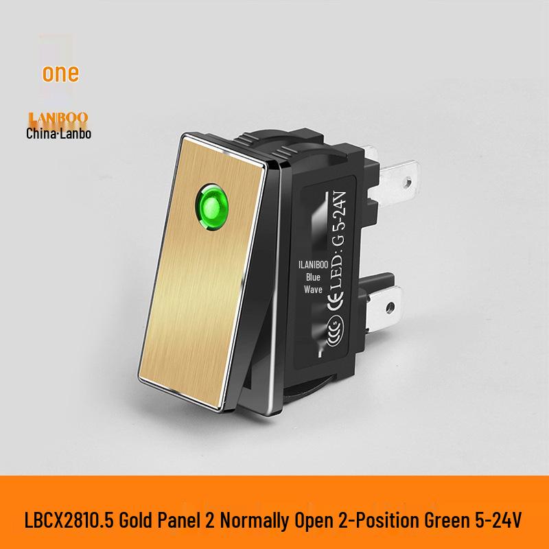 Lanbo 2810.5 High Current 16A Waterproof Metal Rocker Switch with Light, 5V-24V/220V, Two-Position