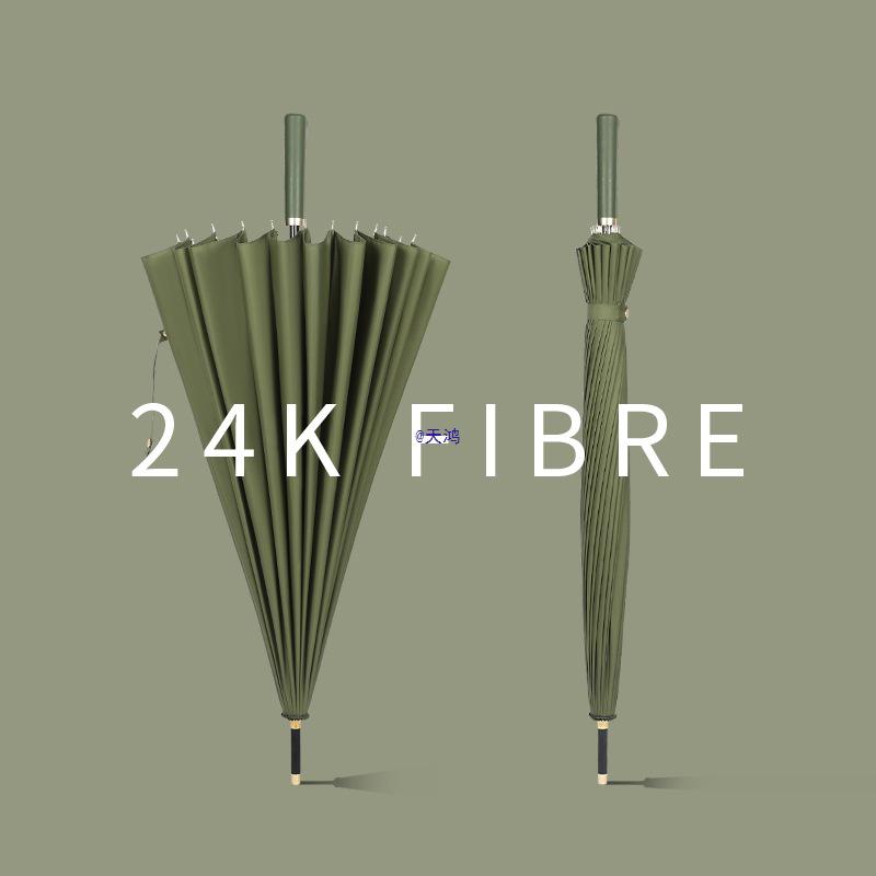 Windproof Retro 24-Bone Long-Handle Umbrella: Large, Two-Person, Rain-or-Shine, Solid Color