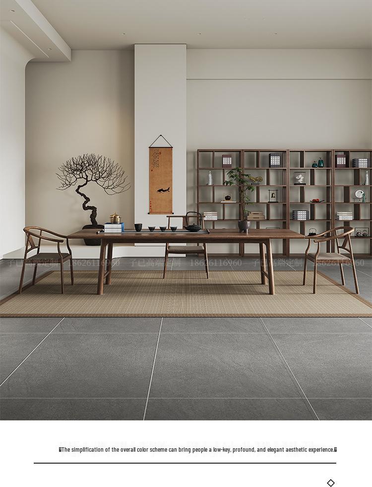 Zen Black Walnut Tea Table: Versatile Solid Wood Desk for Tea Making, Dining, and More