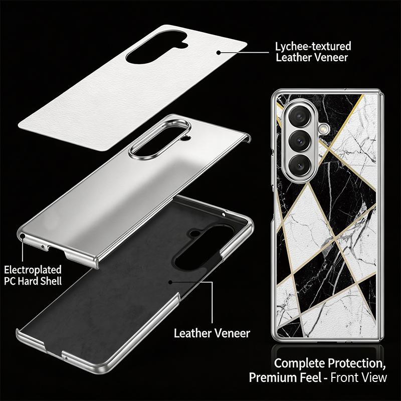 Watercolor Marble Case For Samsung Z Fold 8 Ultra 7 6 5 Luxury Plating Leather Skin Hard Phone Cover For Galaxy Z Fold8 Fold7 Fold6