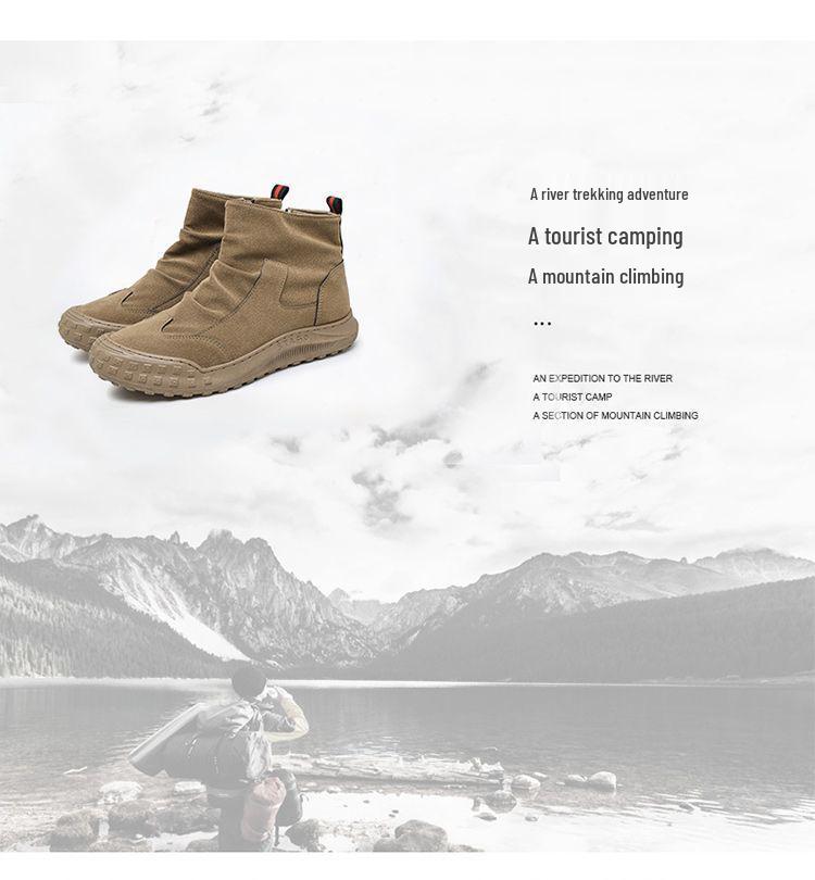 Men's 2025 Autumn Black High-Top Safety Leather Boots - Dirt-Resistant, Non-Slip, Versatile Work Shoes