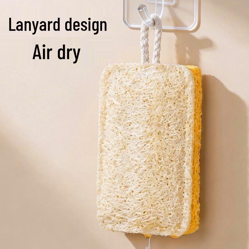 Luffa & Wood Pulp Double-Sided Dishwashing Sponge