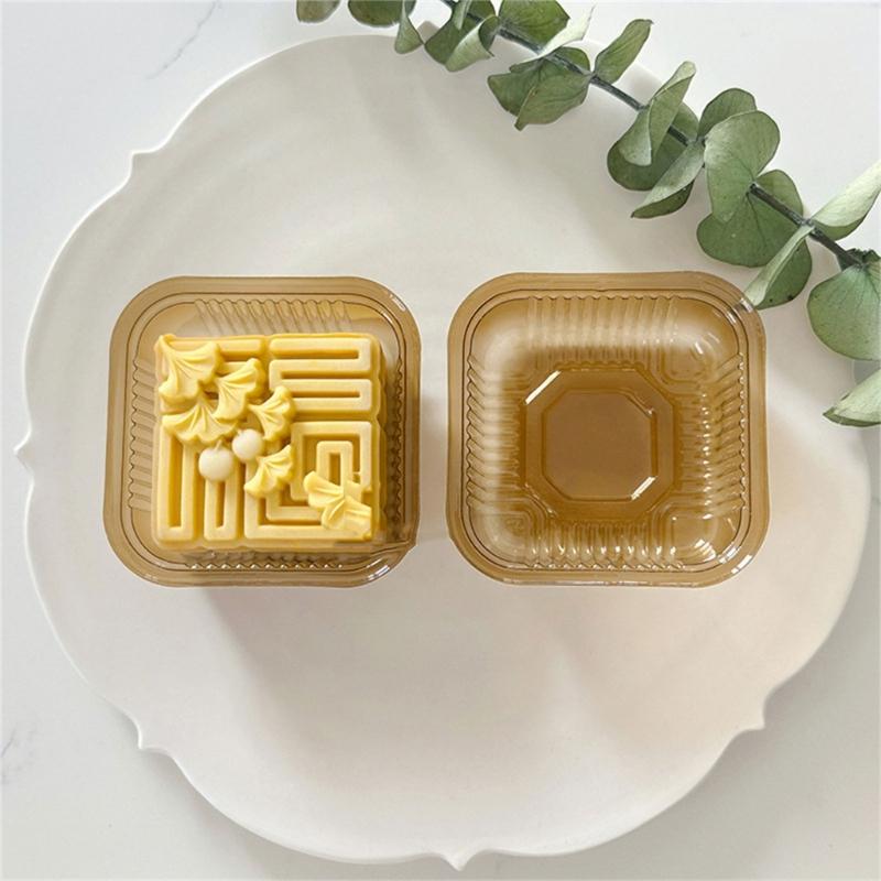 MidAutumn Festival Moon Cake Maker 3D Leaf Pattern Moon Cake Molds Cookie Stamp Hand Press Cookie Dessert Cutter