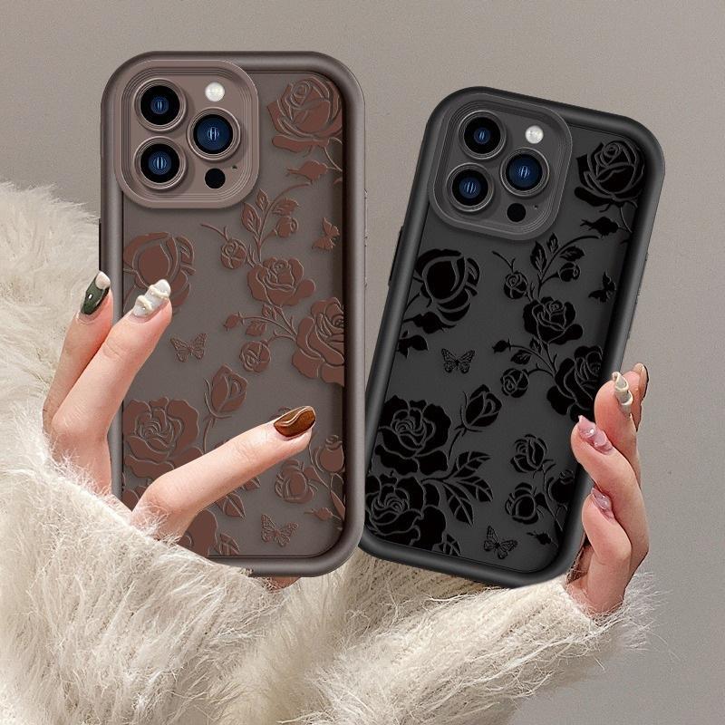 Hot-selling ins Rose iPhone15 Pro phone case Apple 16 protective case Flower phone case Samsung