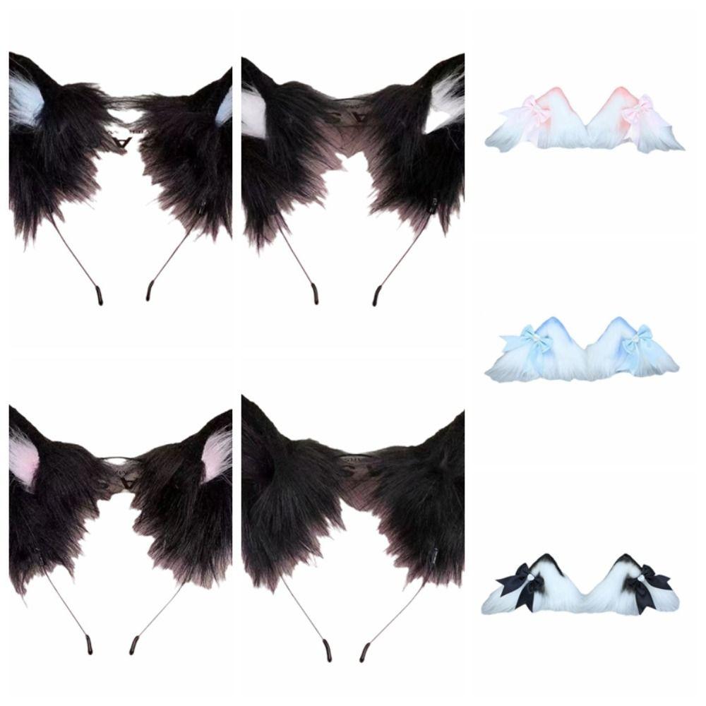 Mode Lolita Katzenohren Stirnband JK Haarreif Plüsch Haarband Haarspange Tiere Pelzig Cosplay Kopfschmuck Gesichtswasch