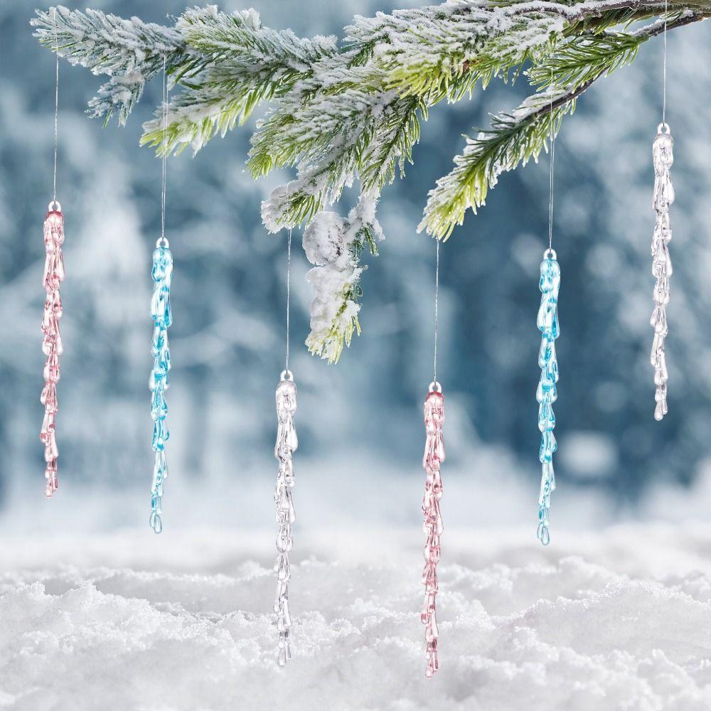 Shatterproof Acrylic Snowflakes Clear Simulation Xmas Tree Ornaments  Party Decor