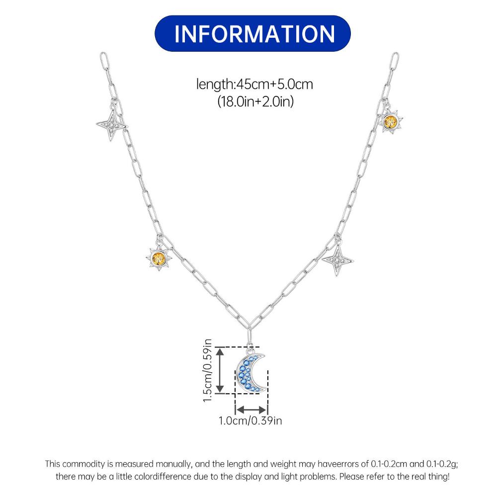 New Star Moon Sun Necklace Stylish Simple Star Moon Pendant Collarbone Chain Female
