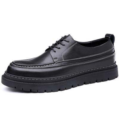 2024 Fashion Brand Male Footwear Thick Sole Mens Casual Shoes Height Increasing Genuine Leather Shoes Black KA4637