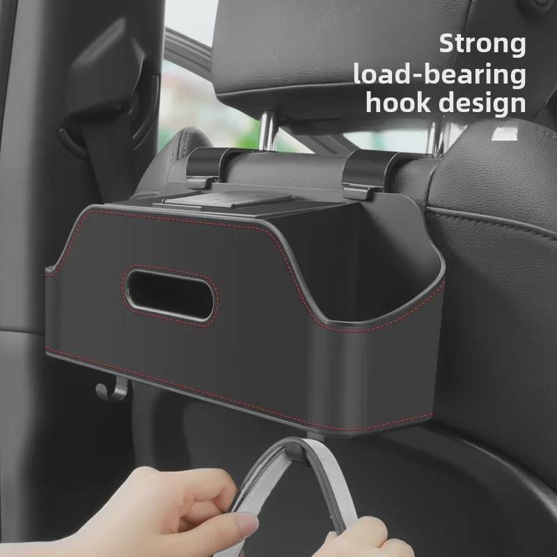 Car Multi-Function Seat Back Organizer: Storage Box, Tissue Holder, Cup Holder, Bag.