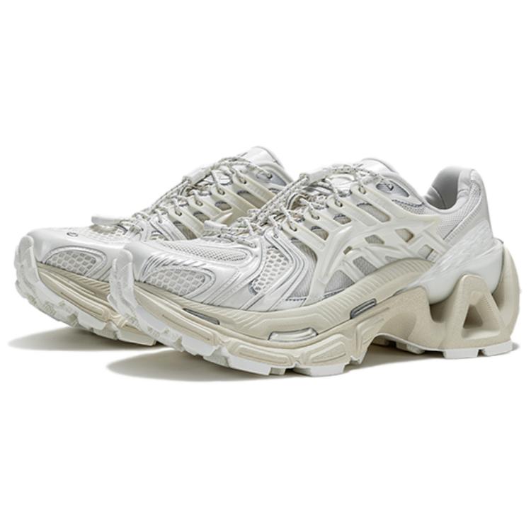 Li Ning Lijun Ace 3.0 Retro Trend Sports Casual Shock Absorbing Breathable Low Top Dad Shoes Men sneakers Champagne-White AZGW095-2