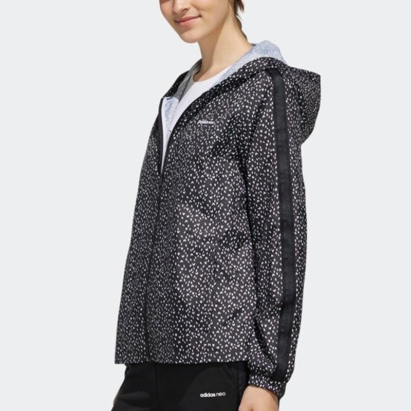 Adidas Neo Casual Sports Hooded Jacket Women Jacket Black EI4256