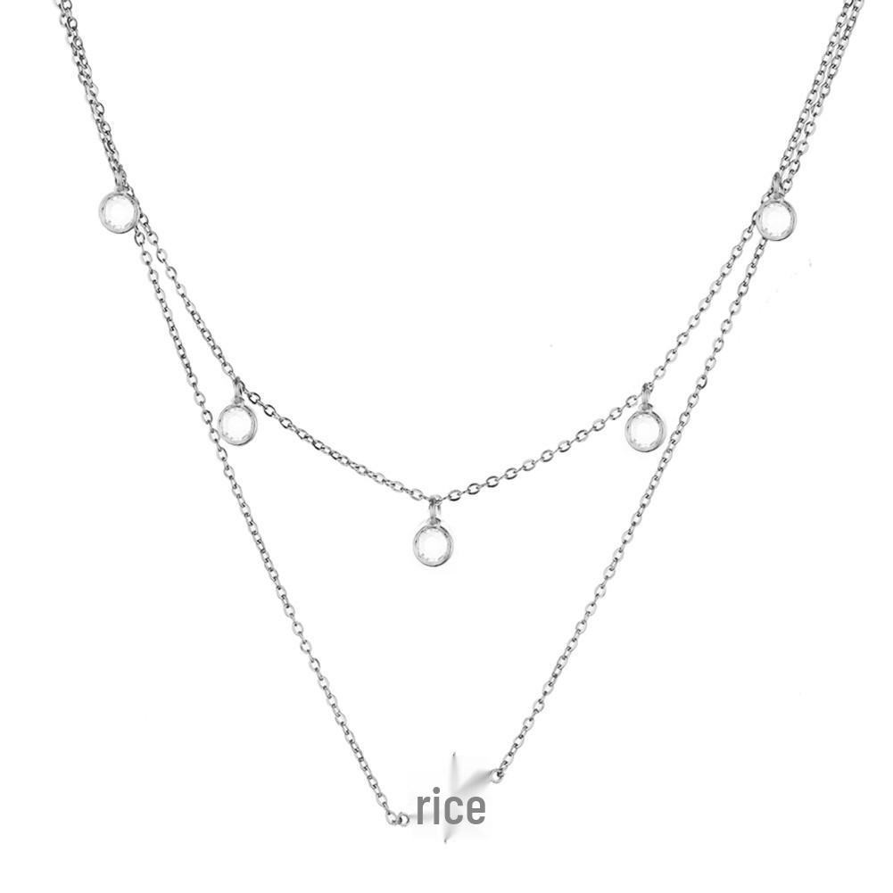 

European & American Fashion Multi-Layer Stainless Steel Snowflake Pendant Necklace with Crystal Tassel - Christmas Gift серебряный