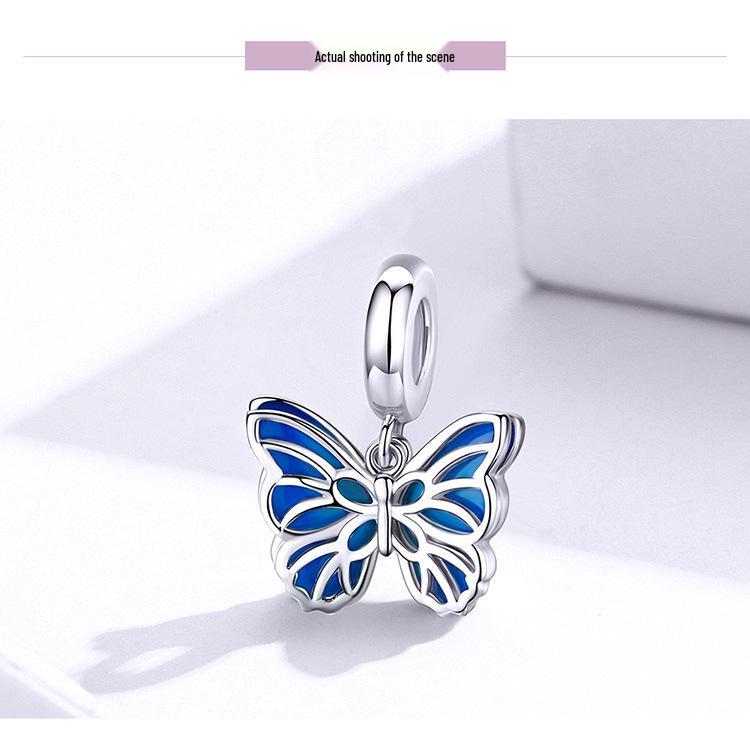 Ziyun S925 Silver Butterfly Pendant Beads for DIY Bracelet