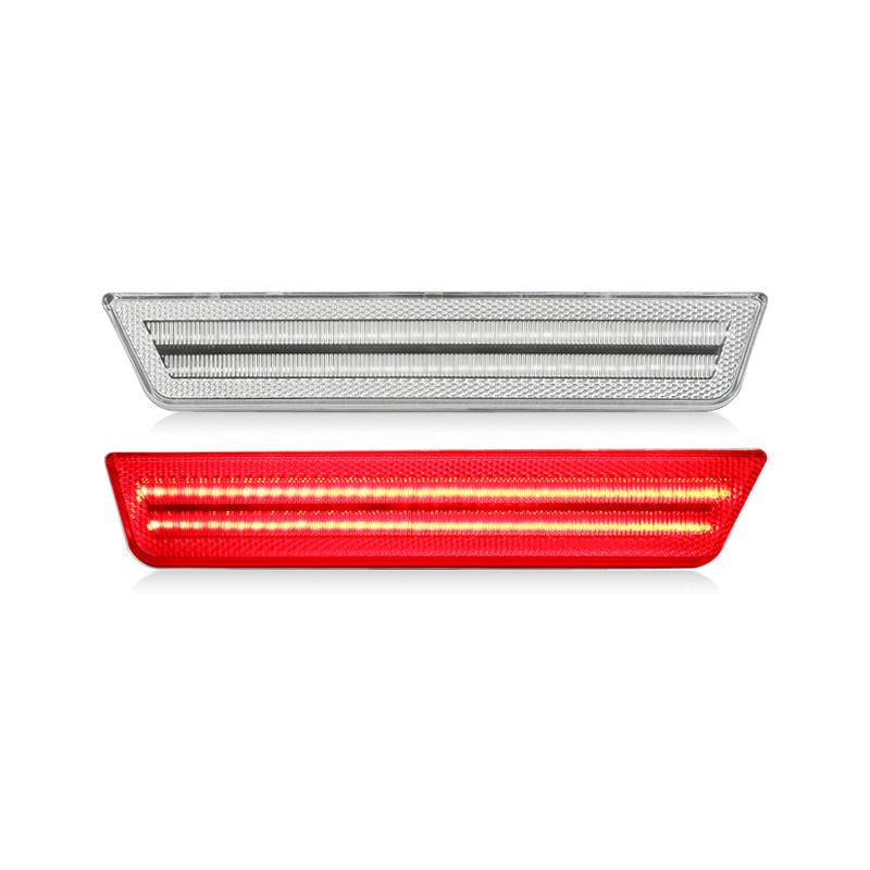 For Dodge Challenger 2008-2014 Clear & Smoked Lens LED Side Marker Lights Dual Row Amber Front Red Rear Side Fender Reflector