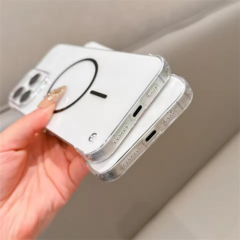 Slim Frameless Clear Hard PC For Magsafe Case For iPhone 16 15 14 13 12  Pro Max Plus Cooling Magnetic Wireless Charging Cover