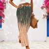 Women Plus Size High Waist Abstract Printed Loose Wide Leg Full Length Pants