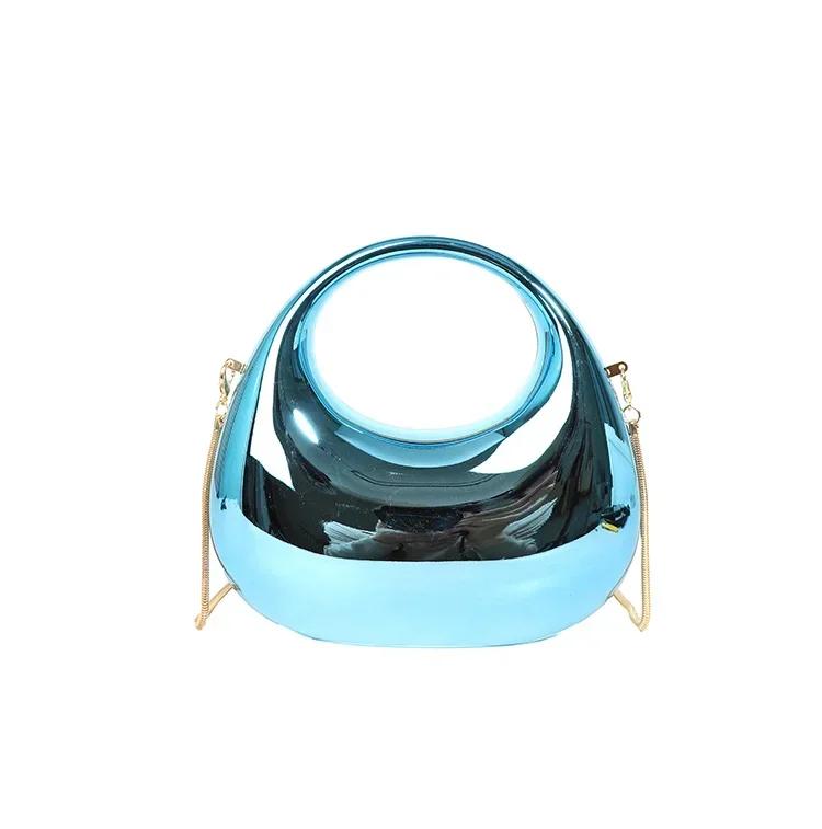 

New PVC Sweet Women s Crossbody Bags 2026 Hot Selling Concise Light Luxury Handbag Metallic Luster Half Moon Party Banquet Bag синий