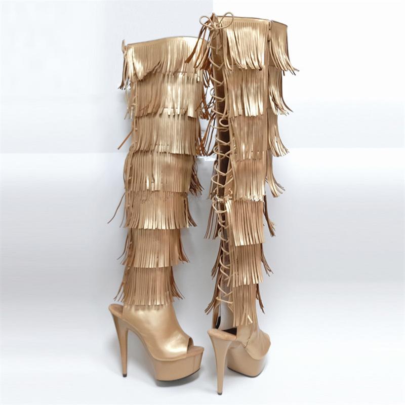 

Женские туфли 2025 года, весна, новые высокие туфли-трубы выше колена, с заостренным носком, на высоком каблуке, женские черные модные женские туфли на очень высоком каблуке 15 см 46 абрикосовый