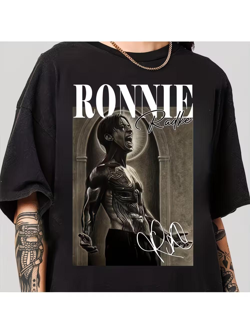 Ronnie Radke Falling in Reverse T-Shirt- Black Band Logo And Signature Print XL