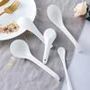 White Ceramic Long-Handle Ladle - Scratch-Resistant, Large Soup Spoon for Commercial and Household Use