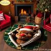 Christmas Round Rug, 3D Zipper Reindeer Pattern Soft Non-Slip Living Room Carpet, Festive Xmas Home Decor, Holiday Gift