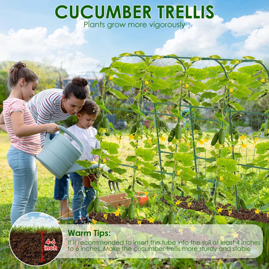Garden U Shape Vegetable Trellis Cucumber Trellis for Raised Bed Cucumber Support Frame Metal Pea Tunnel for Climbing Plants New
