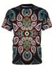 Men's Psychedelic 3D DMT Eye Print T-Shirt Multicolor Kaleidoscopic Design, Comfort-Fit Round Neck Short Sleeve Casual