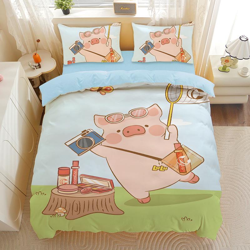 Cute Pig Duvet Cover Cartoon Animal Theme Bedding Set For Kids Adults, Sweet Bedspread Cover Ultra SoftRoom Decor Bedclothes