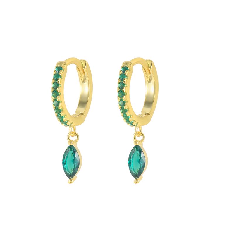 Fashion Jewelry Silver Hoop Earrings 925 Sterling Silver Multicolored Eye Zircon Pendant Gold Plated Hoop Earrings Women