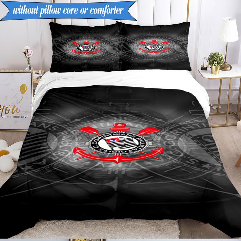 3PCS Sport Club Football Crest Printed Soft Bedding Set,Including 1pc Duvet Cover And 2pcs Pillowcases Perfect for Bedroom, Dormitory, Fan Gift