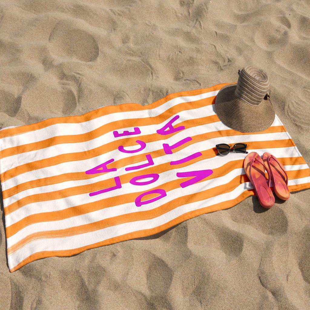 1pc La Dolce Vita Striped Beach Towel Polyester 2D Quick Dry Soft Lightweight Travel Towel Unisex for Swimming Surfing Camping