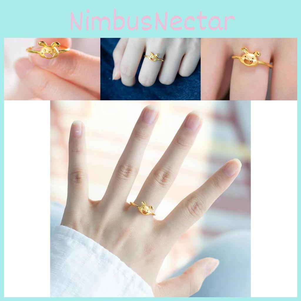 Stylish Gold Color Adjustable Rabbit Ring Featuring Playful Smiling Face For Women