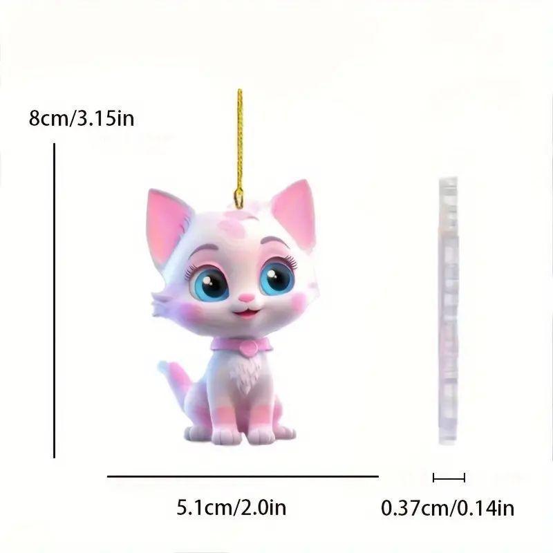 

Stylish And Cute Pink Acrylic Flat Cat Hanging Ornament For Charming Interior Car