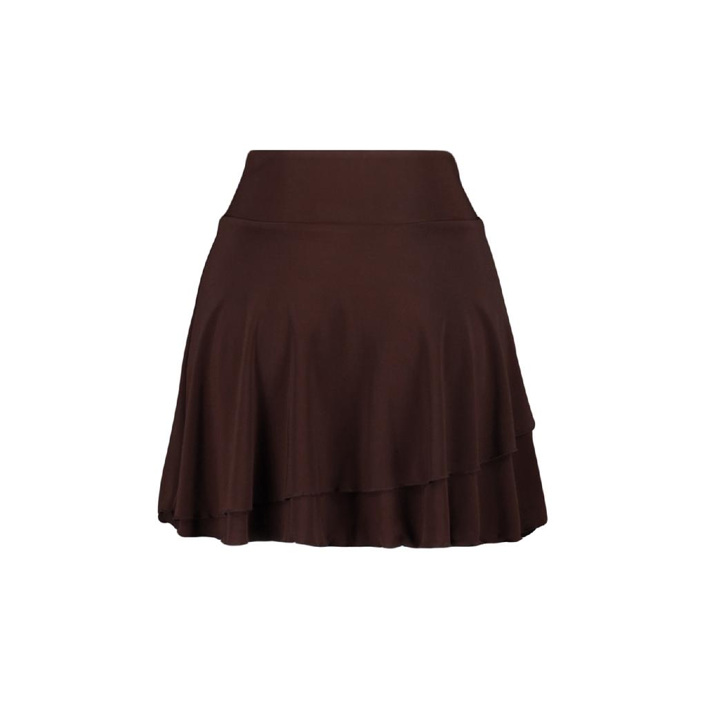 Brown Ruffle Detailed Flounce Mini Knitted Skirt Twoaw24et00214
