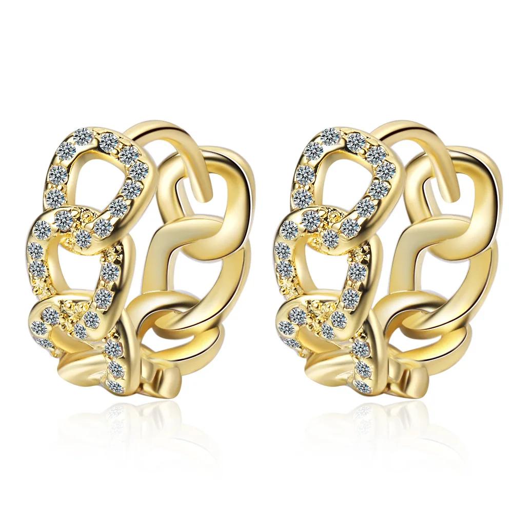 Echte 925 Sterling Silber Kette-förmige Ohrringe für Damen Runde Kreise Mikro-eingelegte Zirkon Ohrringe Hochzeitsfeier Schmuck Geschenke