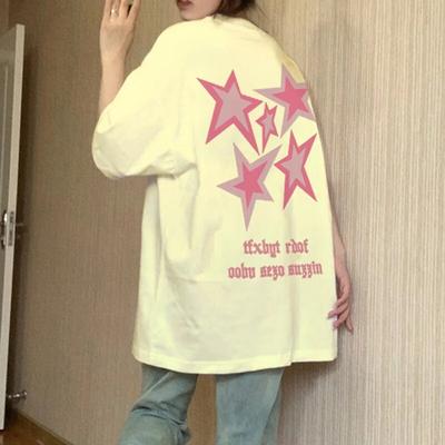 Maglietta estiva da donna in puro cotone Maglietta vintage da donna con stampa Star goth Manica corta casual t-shirt oversize UNISEX y2k top