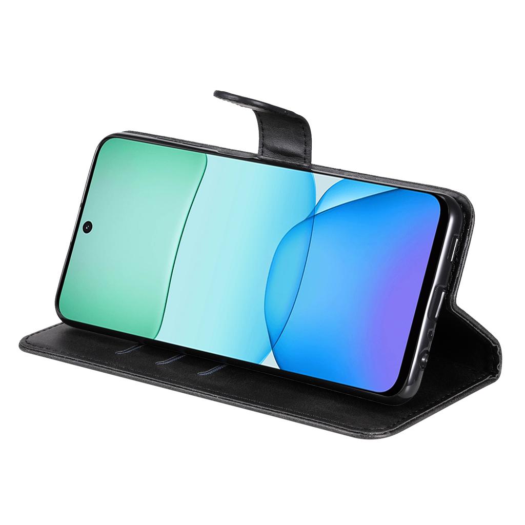 Für Xiaomi Redmi 13x 4G/13 5G/13 4G/Redmi Note 13R 5G/Poco M6 4G Leder-Handyhülle mit Reißverschlusstasche