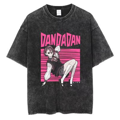 Dandadan Anime Momo Ayase T-shirt Vintage Washed Y2K Aesthetic Streetwear Unisex Oversized Summer Cotton Graphic Tee Clothing