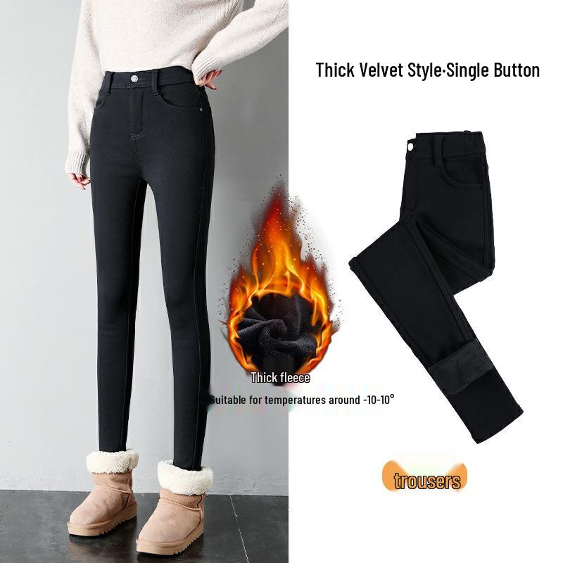 Dicke Baumwoll-Leggings mit Fleece-Futter für Damen – Perfekt für Herbst/Winter, Große Größen erhältlich, Schlankmachender Schnitt, Bequem und Warm