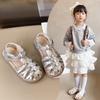 Mädchen Prinzessin Sandalen 2025 neue Sommer Kinder Zehenschuhe Mode gewebte Römersandalen Mädchen Strandschuhe