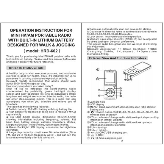 HRD-602 Digital Radio Mini Easy to Operate LCD Display FM/AM Portable Pocket