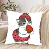Hand Drawn Cute Cat Pillow Case Pattern Printed Pillowcase For Living Room Sofa Cushion Cover  Bedroom Decor