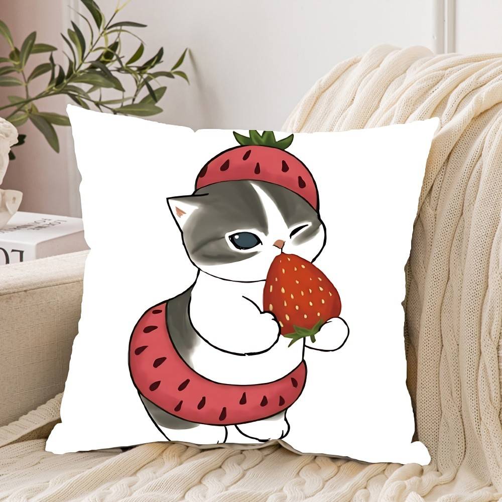 Hand Drawn Cute Cat Pillow Case Pattern Printed Pillowcase For Living Room Sofa Cushion Cover Bedroom Decor