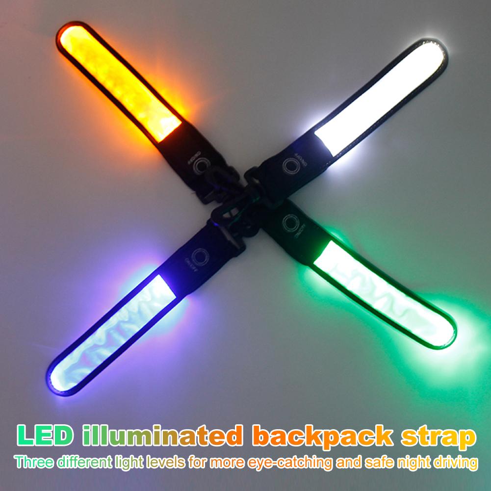4Pcs LED Reflective Backpack Hanging Light 3 Modes Luminous Reflective Light Strip Glowing Strap Pendant Decor for Night Running