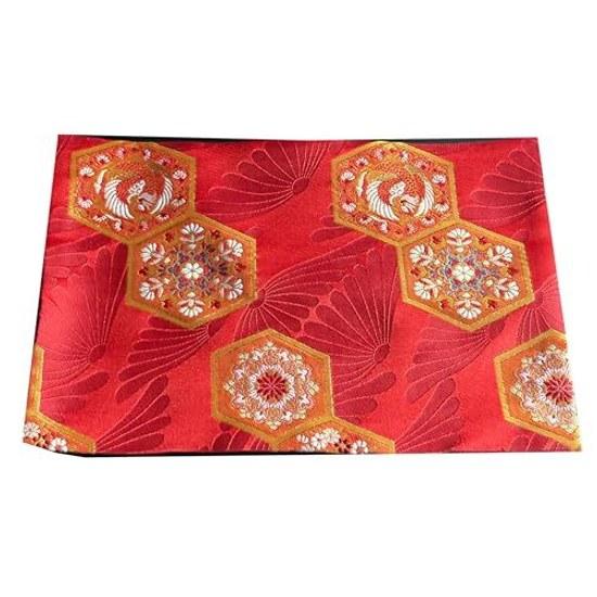 Kinran-ori Tea Mat Tokoshie Japanese Traditional Patterns Wagara Obi-style High-end Tableware (red)