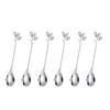 6PCS Creative Personality Stainless Steel Gold Spoons Tree Leaf Spoon Coffee Spoon Tea Spoon Home Restaurant Dessert Cutlery Set