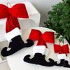 Yousheng Black Boot Velvet Bow Christmas Ornaments Festive Wall Hanging Decoration for Tree Soft Plush Holiday Accents