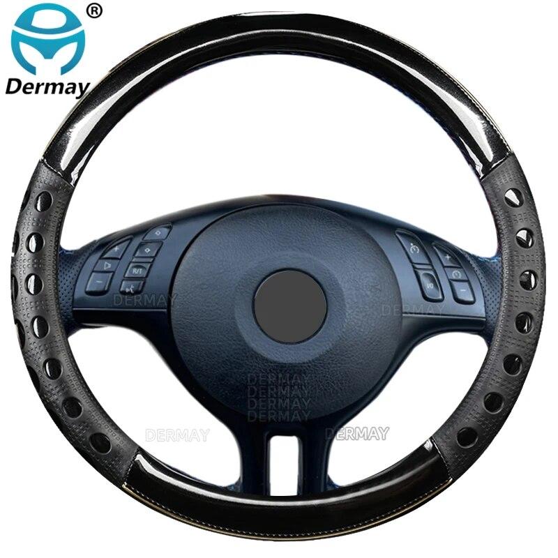 For BMW E46 3 Series M3 DERMAY Car Steering Wheel Cover Microfiber Leather+Carbon Fiber 16 Colors High Quality Auto Accessories