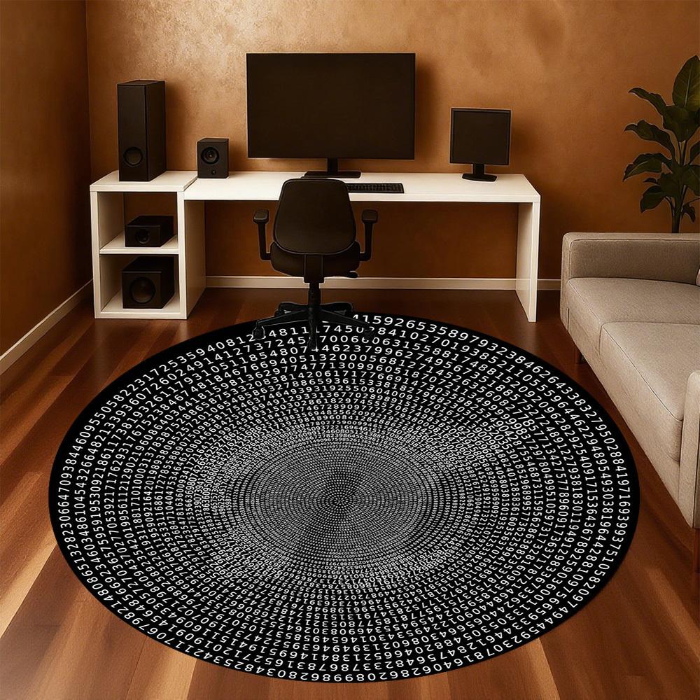 1pc Pi Numbers Pattern Office Round Rugs, Under Chair Round Rugs for Living Room, Bedroom, Bathroom Decoration Carpet 091808